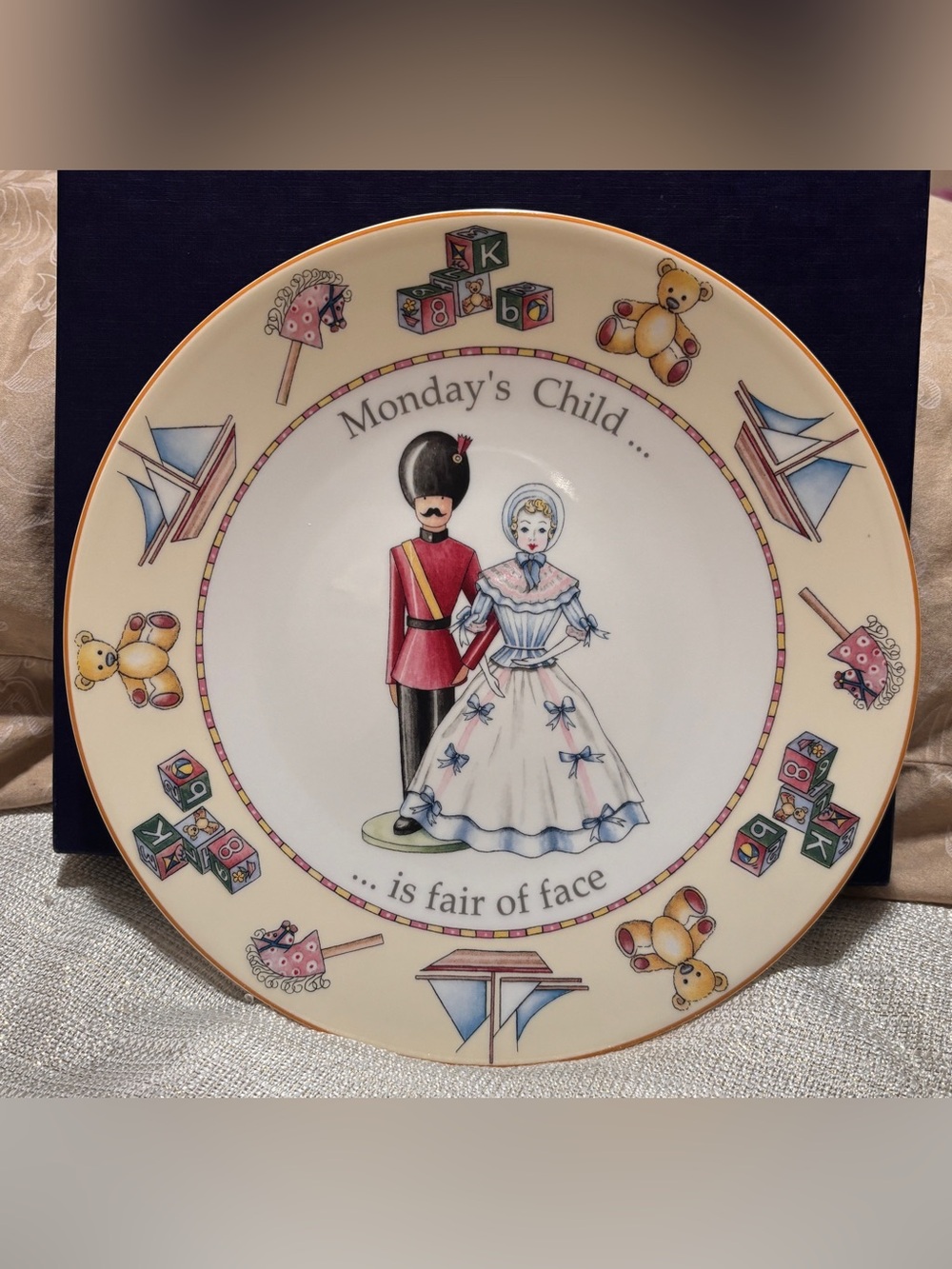 MONDAY'S CHILD DAY OF WEEK PLATE~ ROYAL WORCESTER ENGLAND CREAM